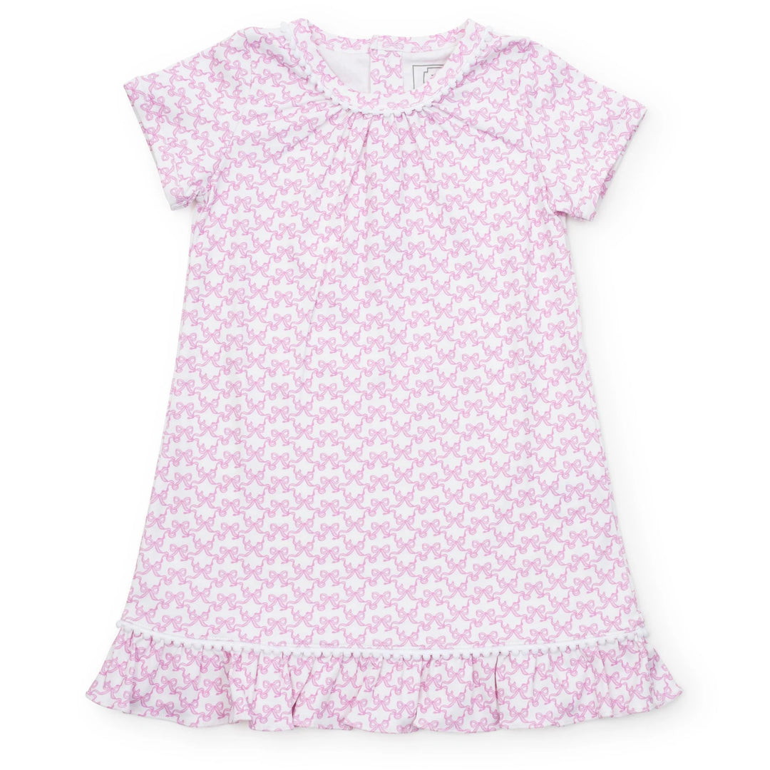 nightgown with pink bow pattern on a white background