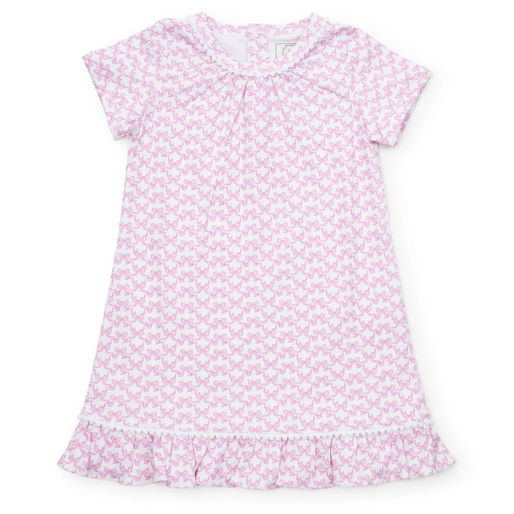nightgown with pink bow pattern on a white background