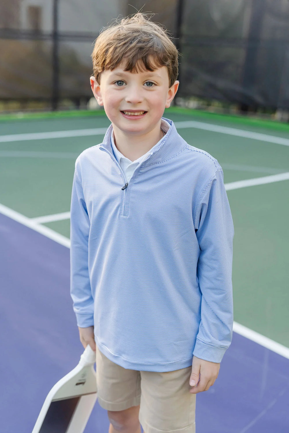 Lila + Hayes Sam Performance Pull-over | Blue Stripe