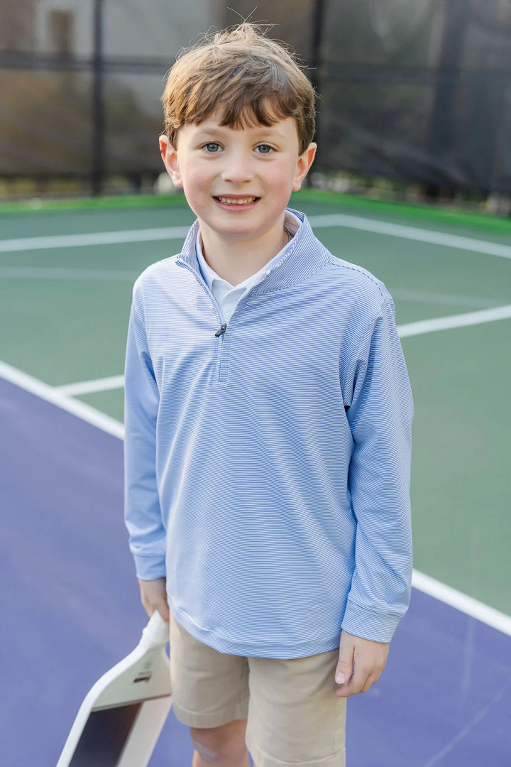 Lila + Hayes Sam Performance Pull-over | Blue Stripe