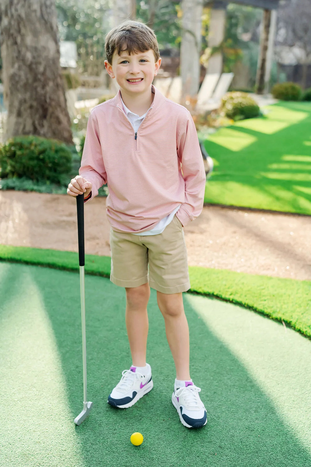 Lila + Hayes Sam Performance Pull-over | Orange Stripe