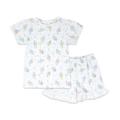 Lullaby Set Lily Play Set | Pink Windowpane Floral Knit