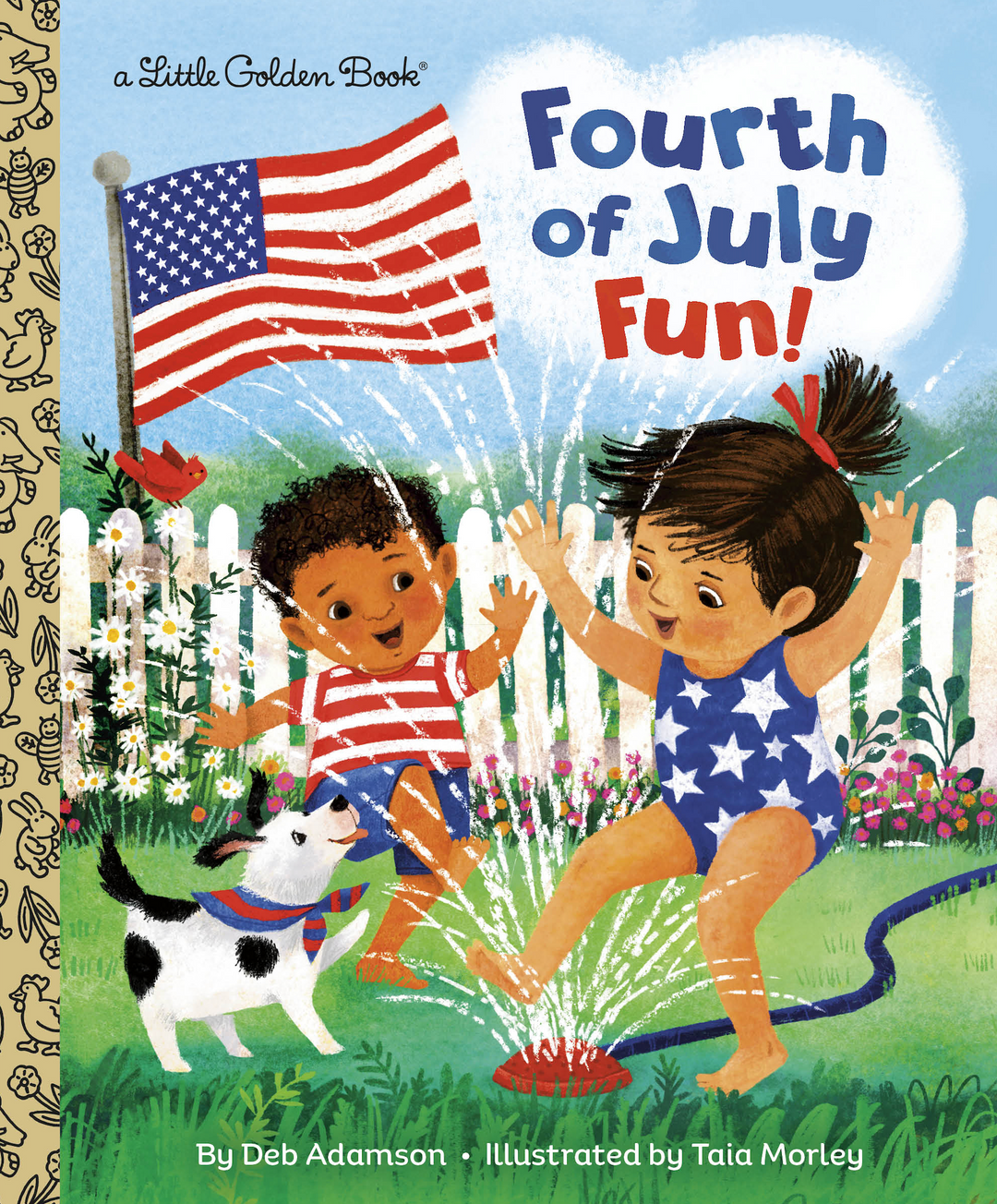 Book cover of 'Fourth of July Fun!' with children playing in a garden and an American flag.