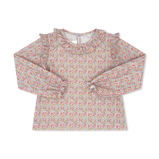 Floral patterned blouse on a white background