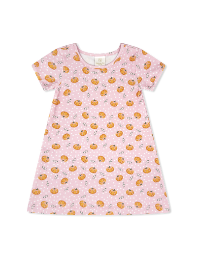 Pink dress with pumpkin pattern 