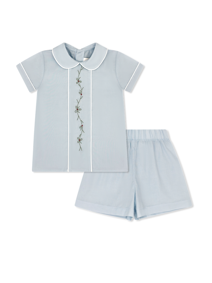 Jonathan Short Set | Boston Blue Batiste with Holly