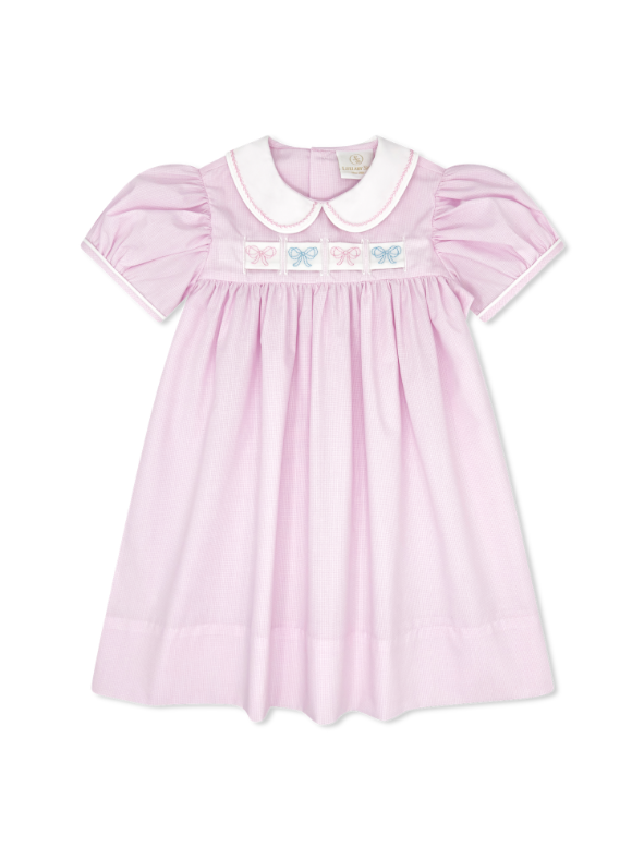 Ruth Ribbon Dress | Light Pink Mini Gingham - PRE-SALE