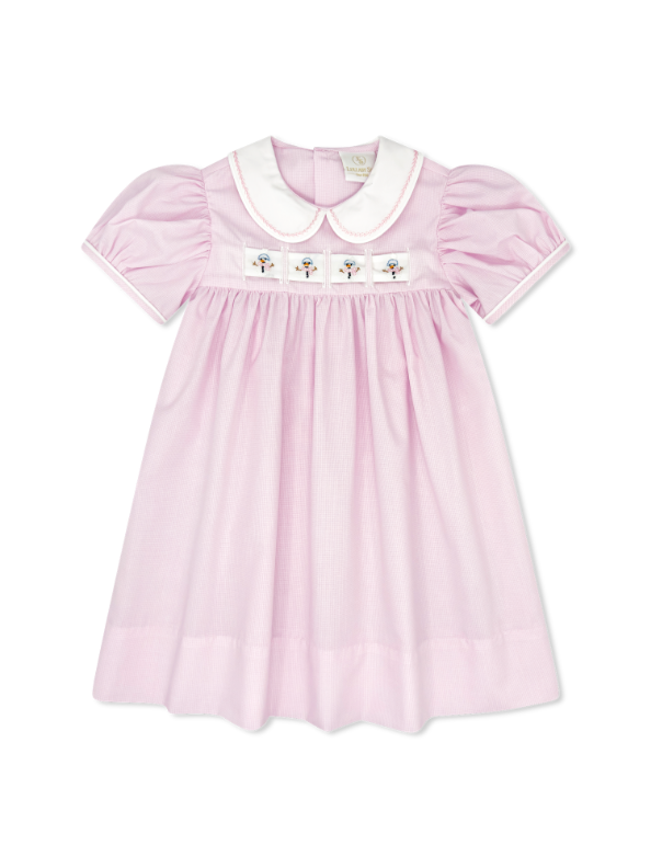 Pink dress with white collar 
