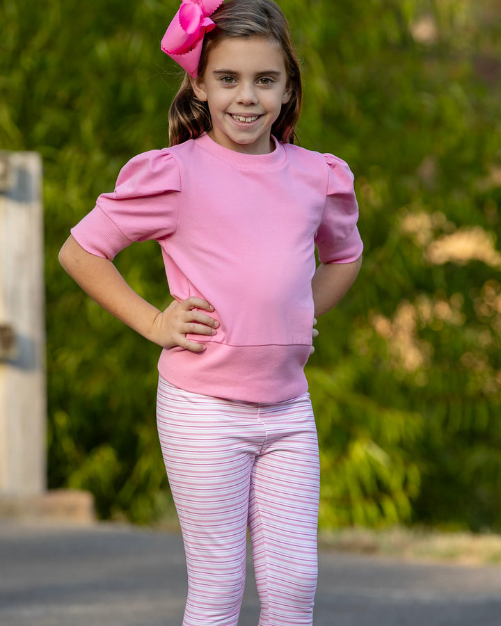 Knit Leggings | Light Pink Stripe (7, 10)
