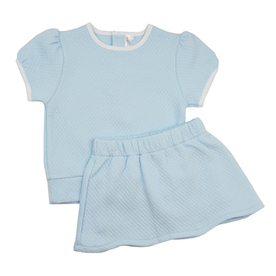 Quilted light blue skort set 