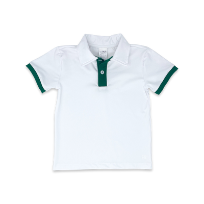 SET Athleisure Parker Polo | White with Augusta Green