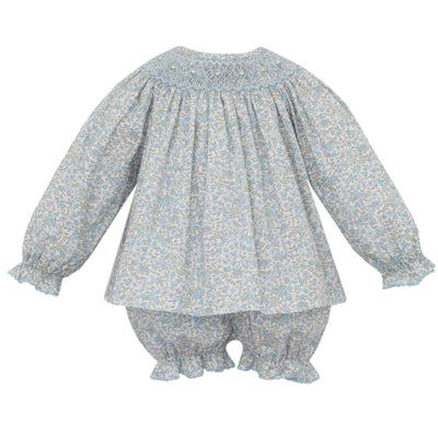 Smocked Bloomer Set with floral pattern on a white background