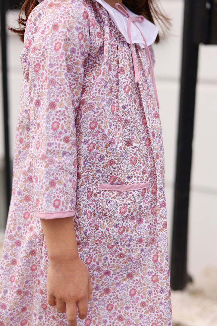 Pink Fall Floral Dress