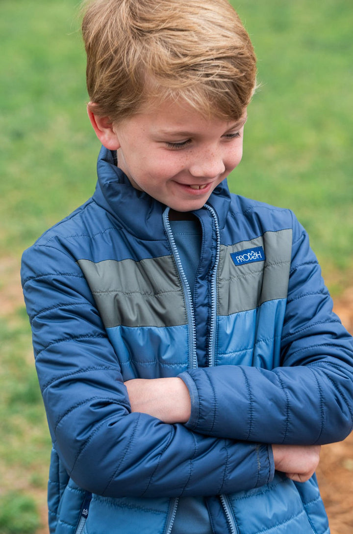 Puffer Jacket | Dark Denim Colorblock
