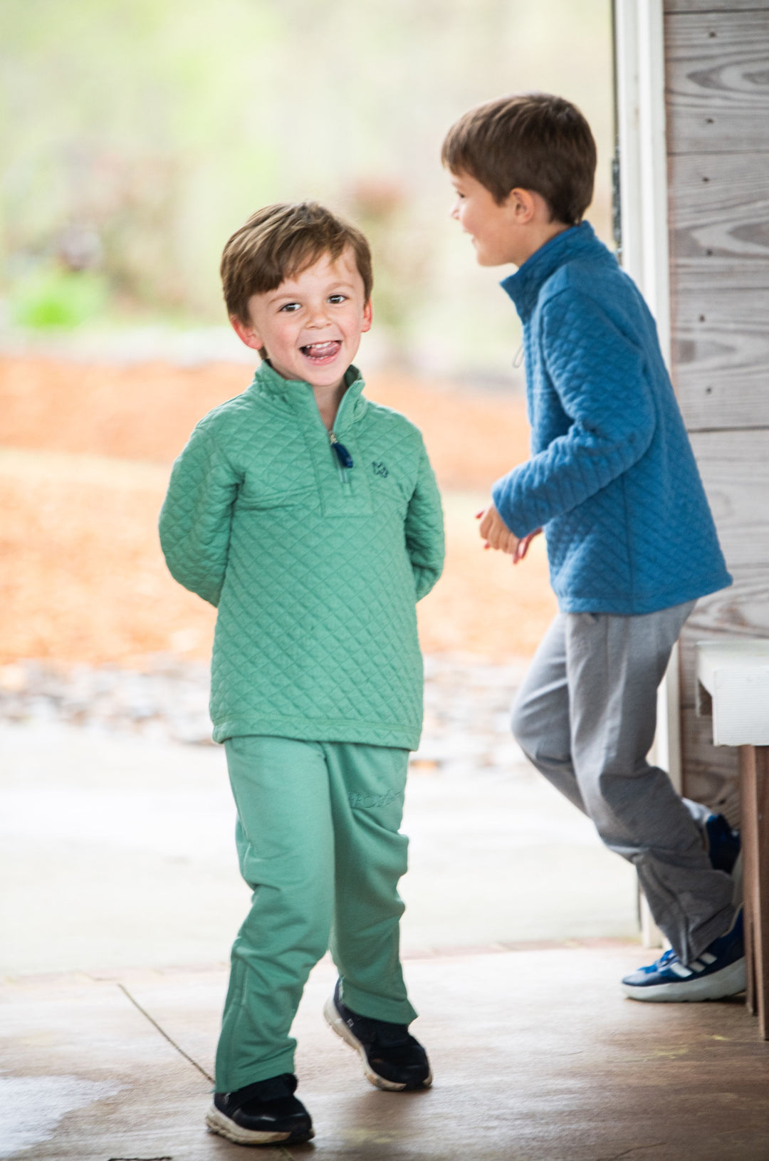 Quilted Zip Pull-over | Frosty Spruce