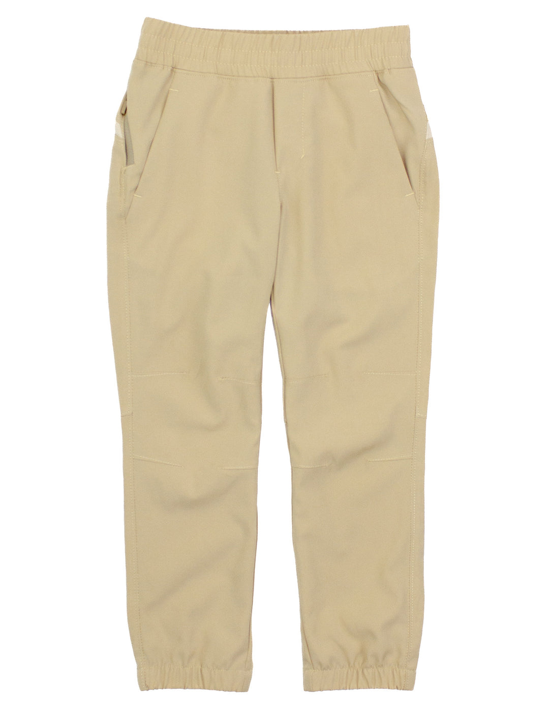 Beige jogger pants on a white background