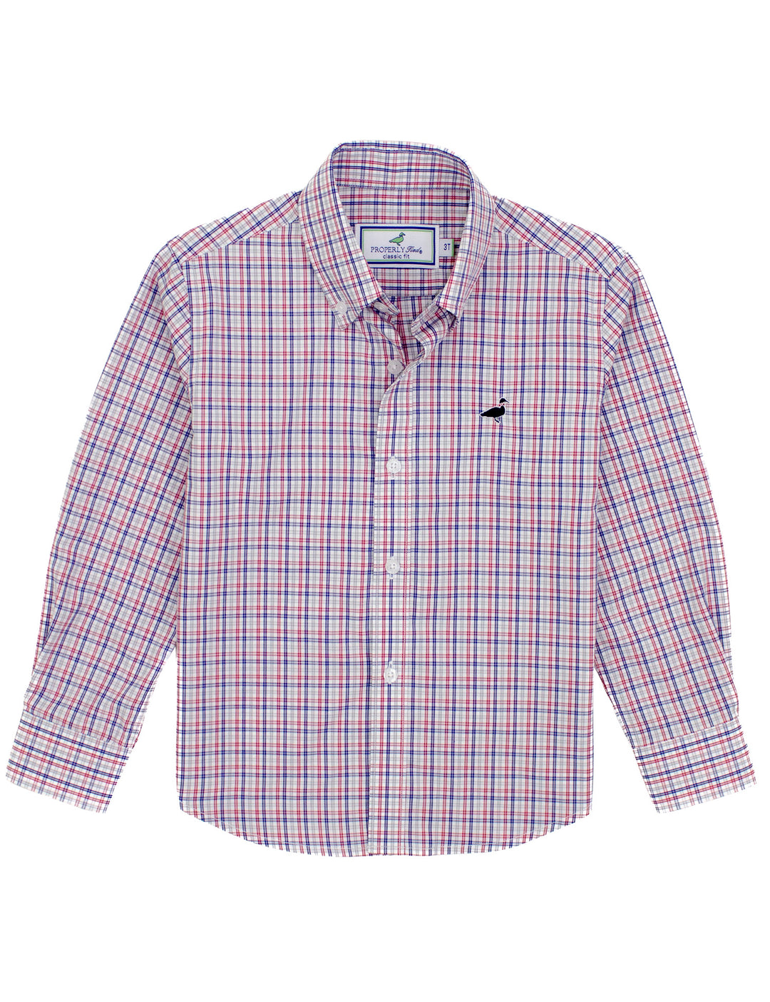 Plaid shirt with a brand logo on a white background