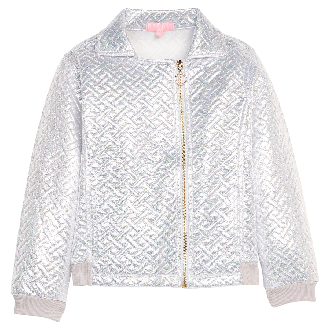 Bisby Kids Quilted Moto Jacket | Silver