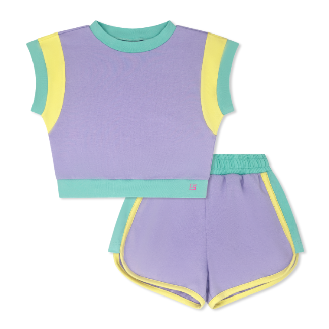 Children's purple and green set on a white background