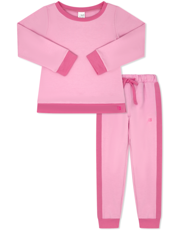 Pink children's  activewear set on a white background