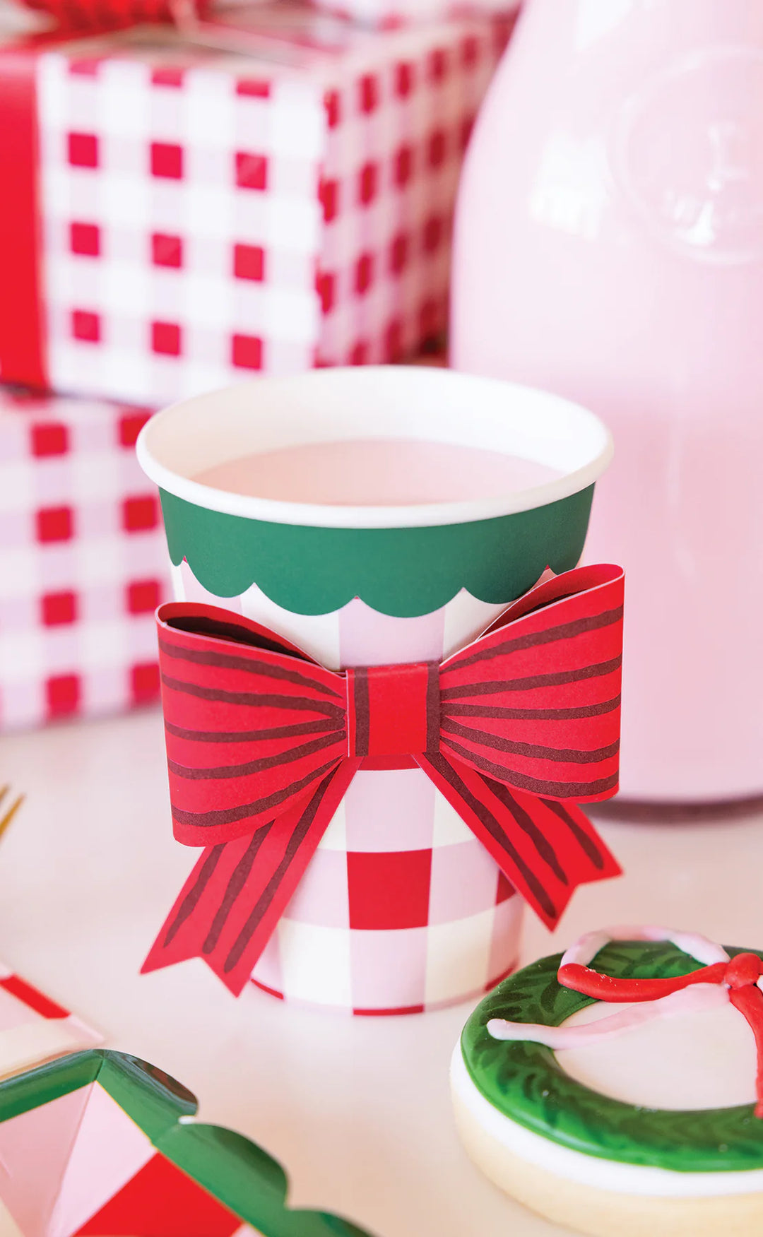 Plaid Paper Cups with Bows