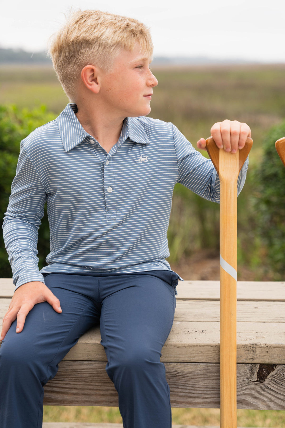 Banks Performance Stripe Polo | Blue
