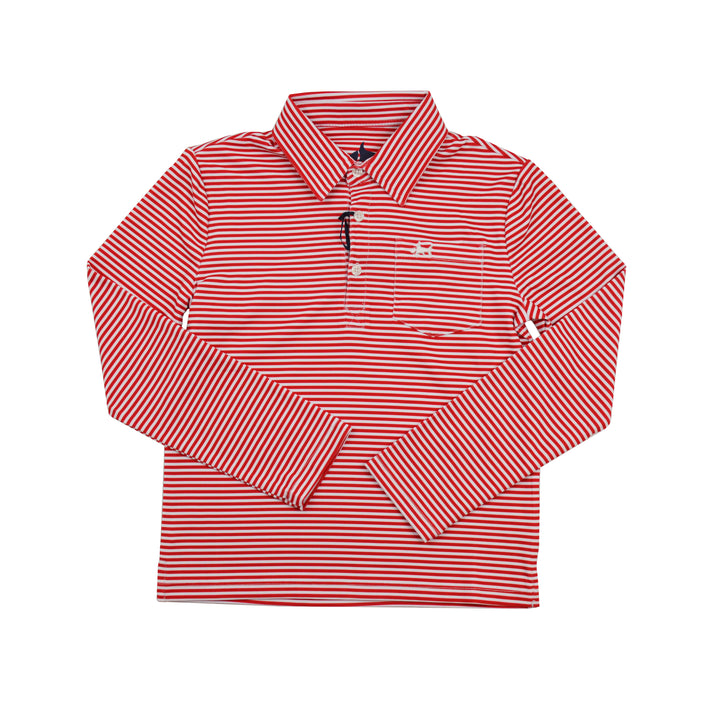 Inshore Performance Stripe Polo | Red