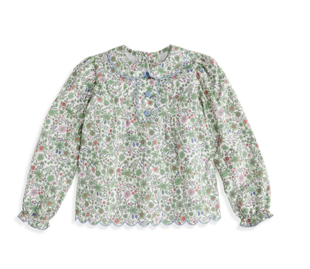 bella bliss Scallop Trim Blouse | Jade Floral