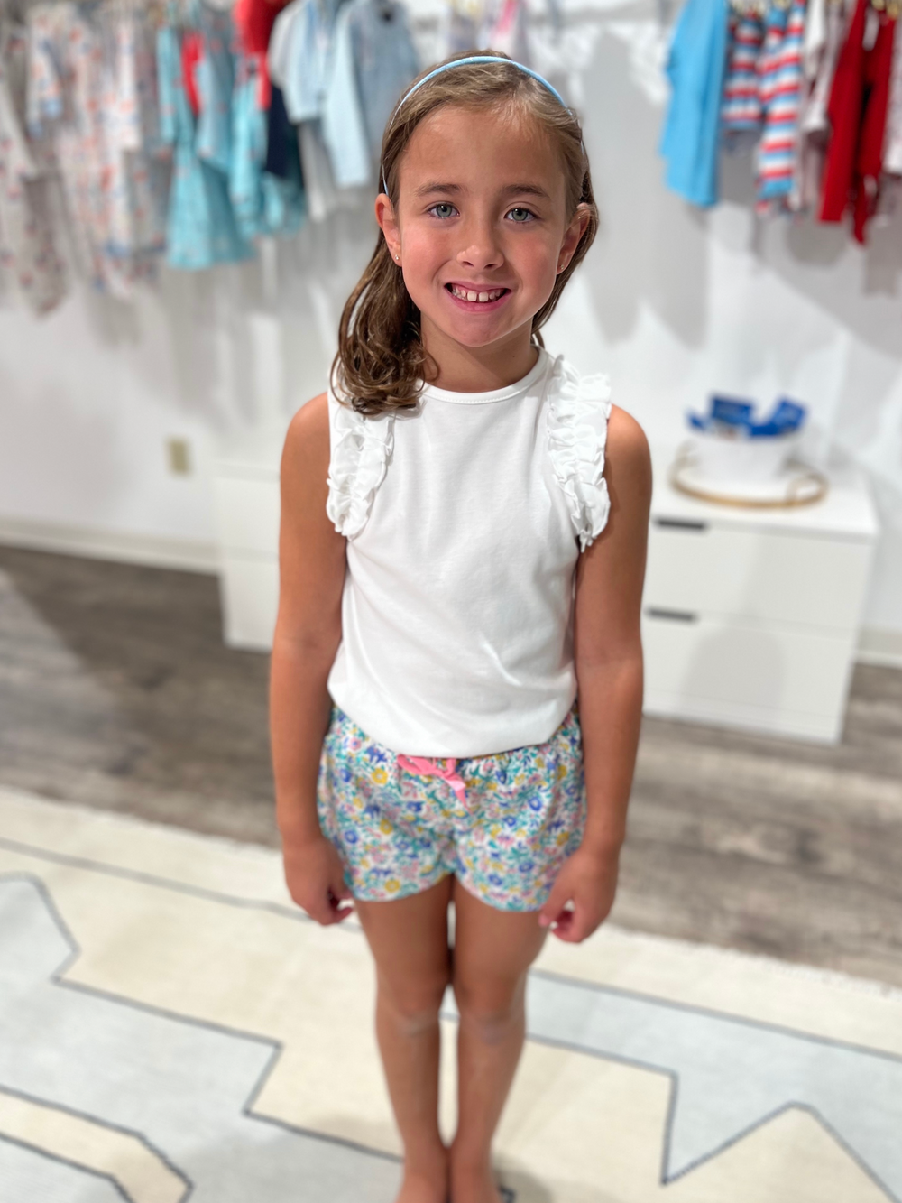 BE elizabeth Ruffled Shoulder Top | White