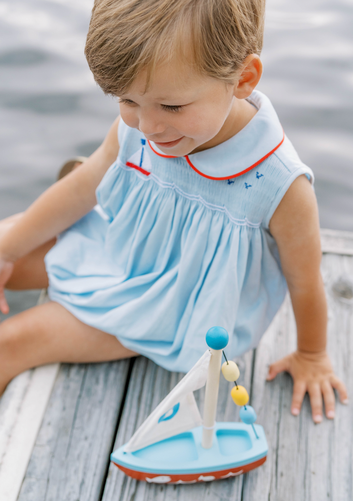 Beckett Bubble | Brentwood Blue Pique with Sailboat