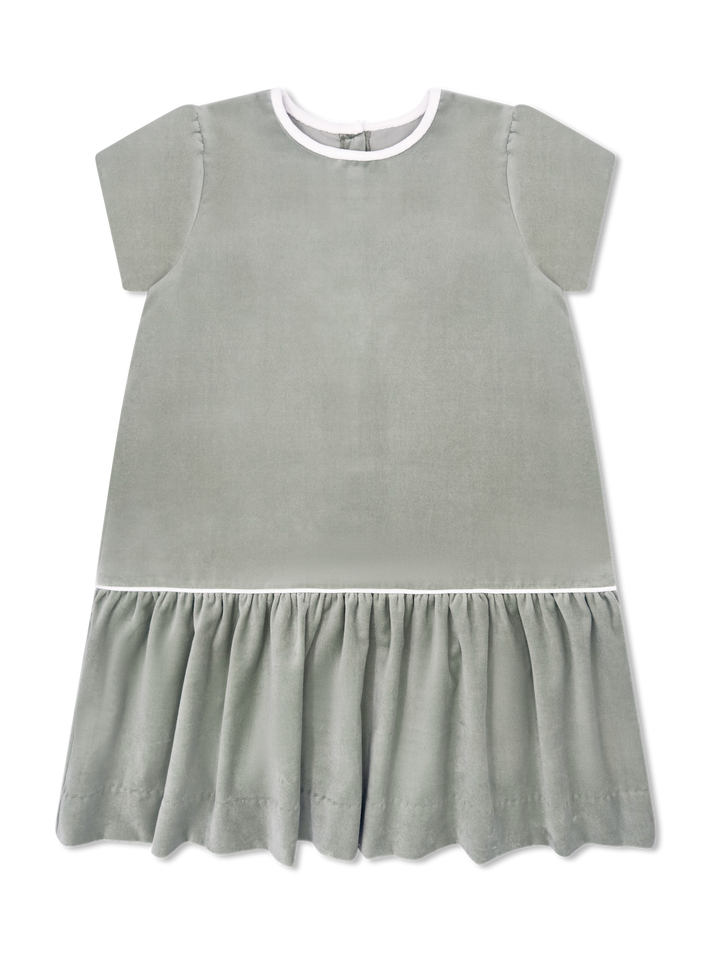 Delilah Dropwaist Dress | Leyland Green Velvet