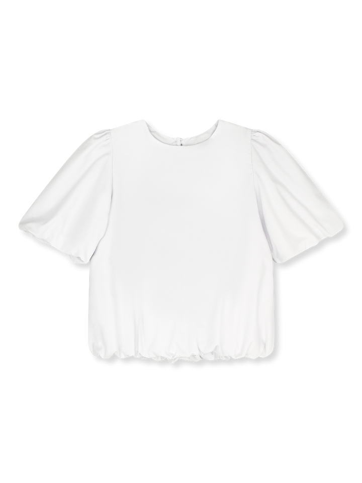 White blouse with ruffled sleeves on a white background