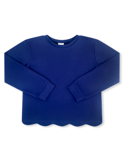 Blue sweatshirt with scalloped hem 