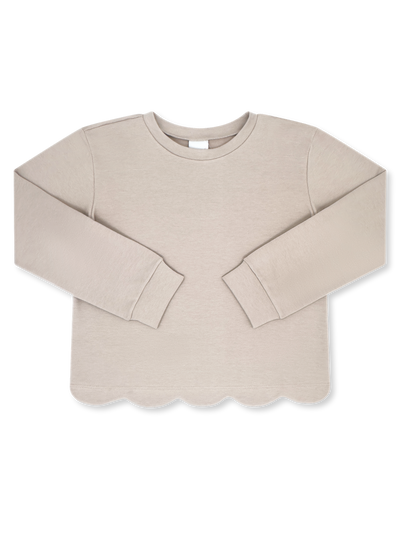 Beige sweatshirt with scallop bottom