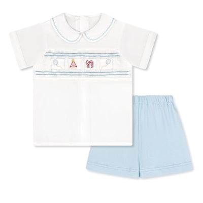 Lullaby Set Noah Ribbon Short Set | White Batiste
