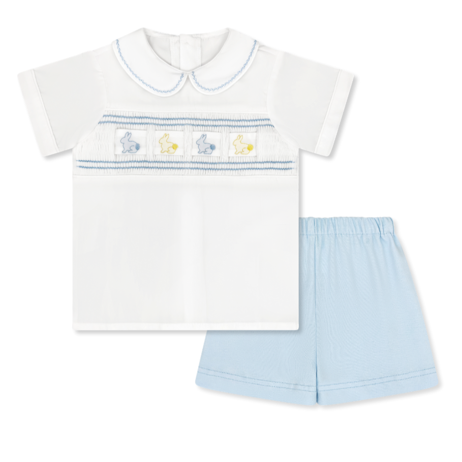 Lullaby Set Noah Ribbon Short Set | White Batiste