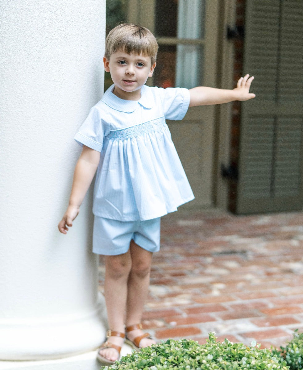 Hayes Short Set | Blue Windowpane & Airplanes