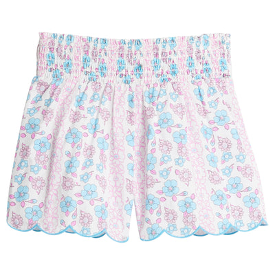 Bisby Shirred Scallop Shorts | Marguerite Floral Pink