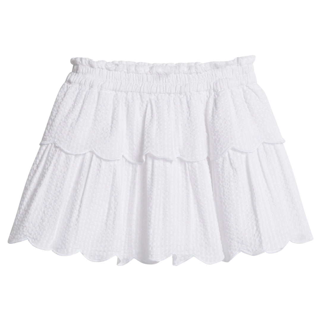 Bisby Tiered Skort | White Seersucker