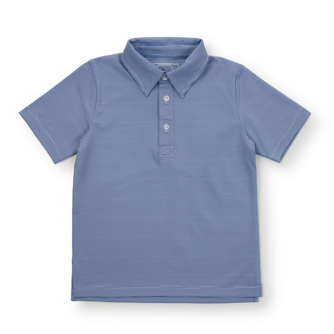 Lila + Hayes Will Performance Polo | Blue & White Stripe