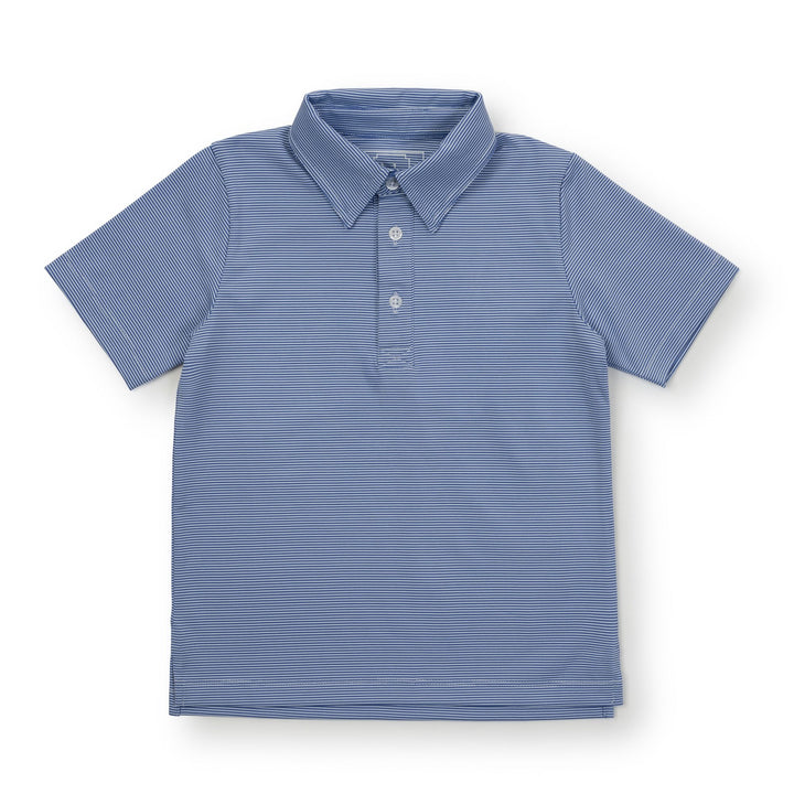 Lila + Hayes Will Performance Polo | Blue & White Stripe