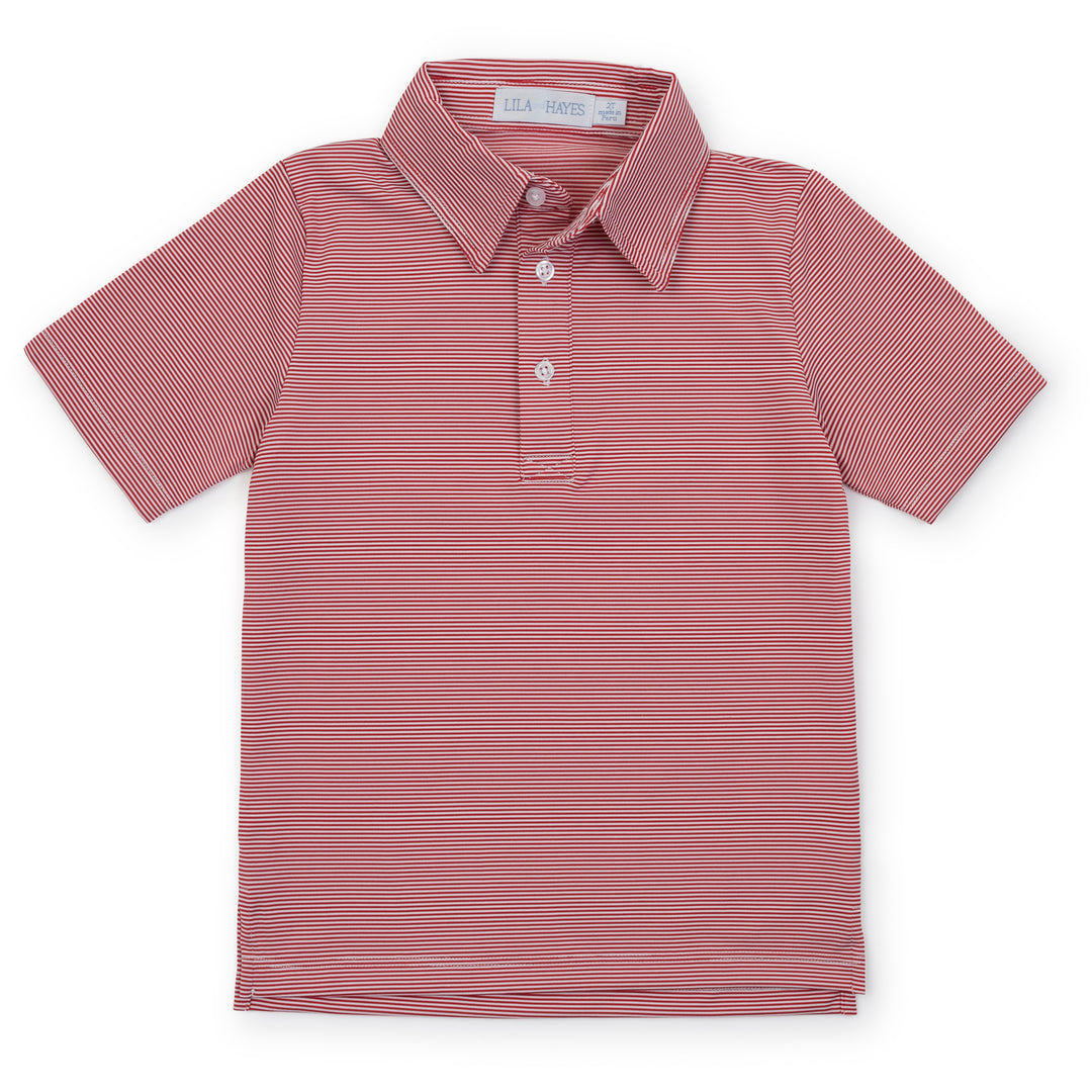 Lila + Hayes Will Performance Polo | Red & White Stripe