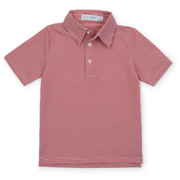 Lila + Hayes Will Performance Polo | Red & White Stripe