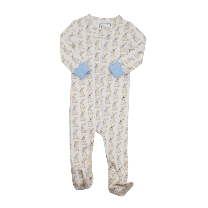Parker Zipper Pajamas | Easter Bunnies Blue