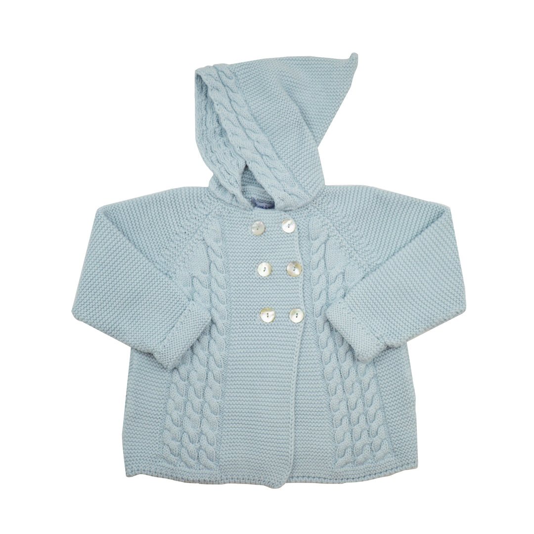 Mi Lucero Hooded Cable Sweater | Blue