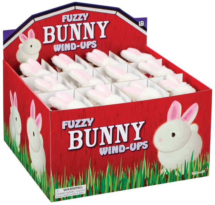 White Fuzzy Bunny Wind-Up Toy