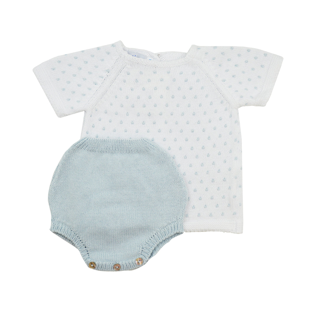 Mi Lucero Dot Sweater Set | Blue & White