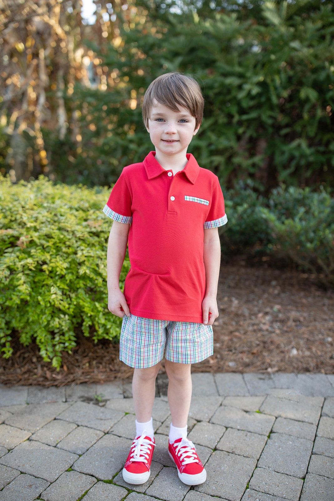 Grace & James Primary Plaid Polo Set