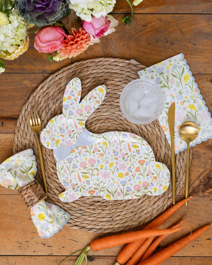 Floral Bunny Paper Plates