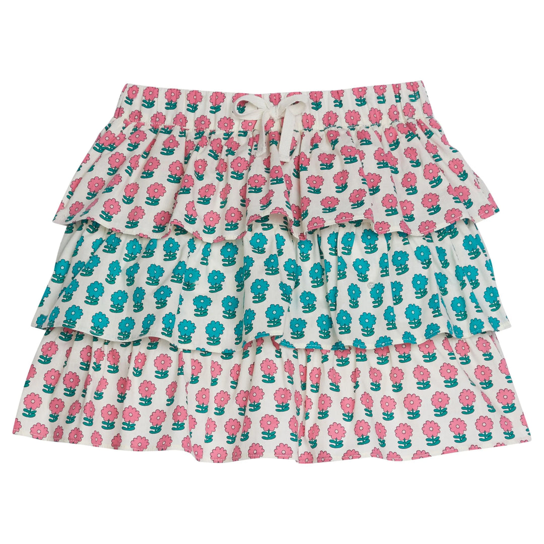 Bisby Tiered Skort | Pink & Turquoise Marigold